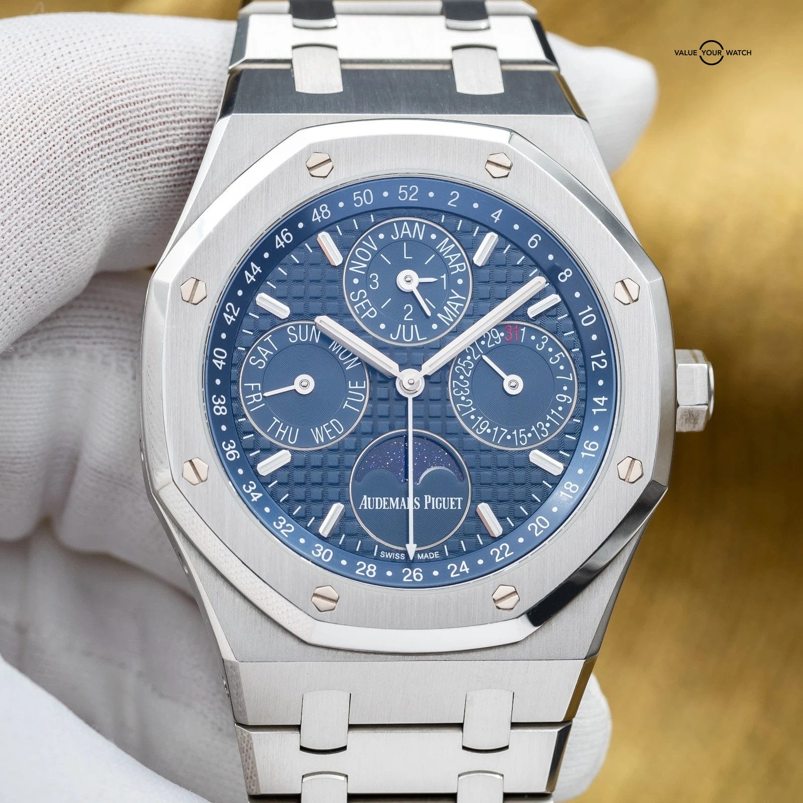 Audemars Piguet Royal Oak Perpetual Calendar 41mm Blue Dial AP Quantieme 26574ST - Image 8