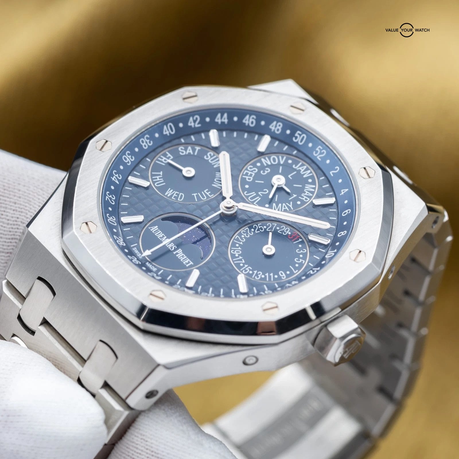 Audemars Piguet Royal Oak Perpetual Calendar 41mm Blue Dial AP Quantieme 26574ST - Image 9
