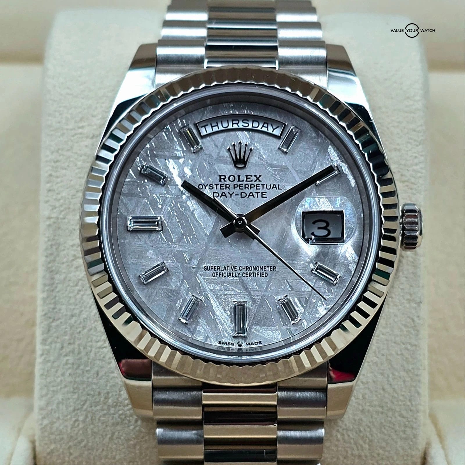 Rolex Day Date 40mm Meteorite Dial President, White Gold. Ref. 228239