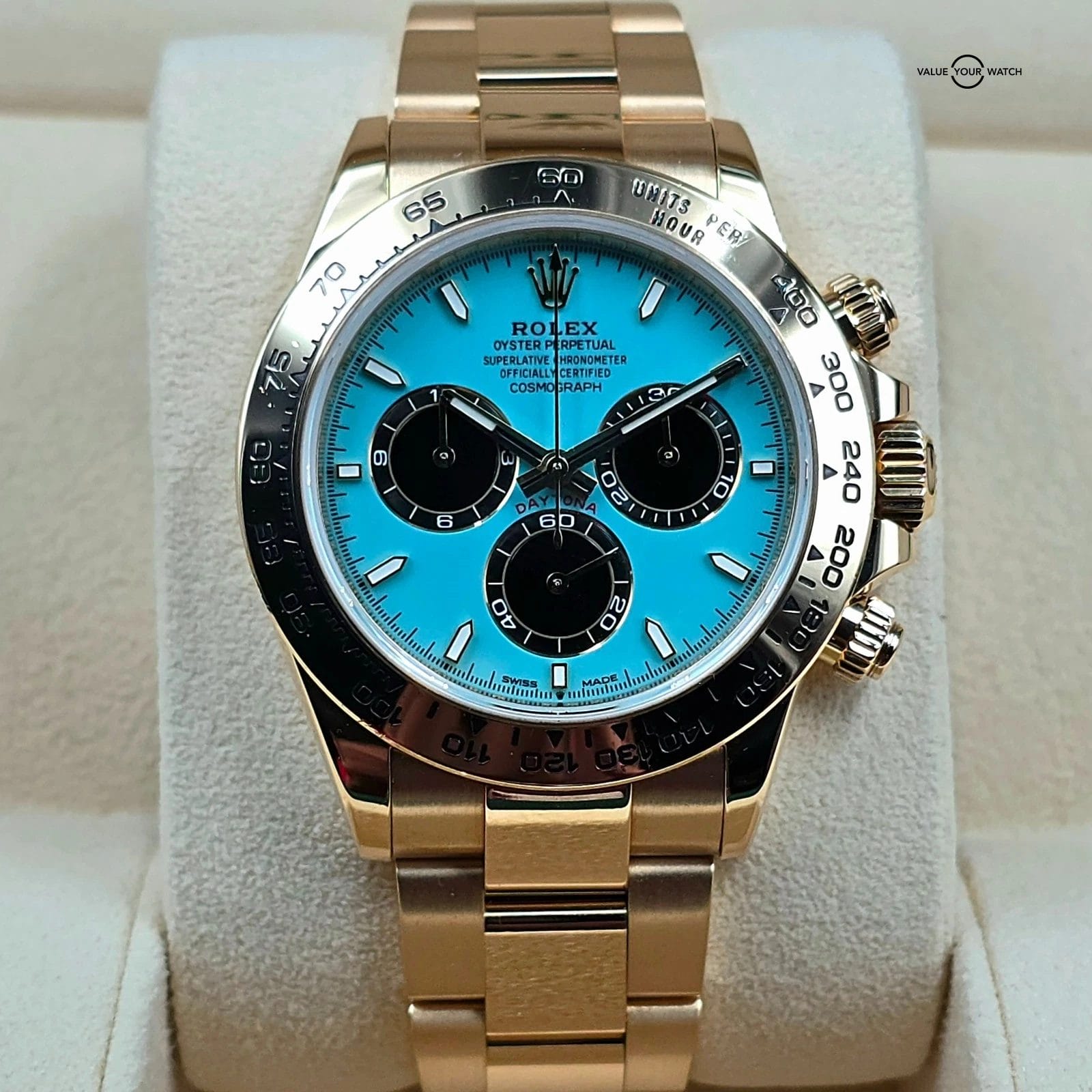 Rolex Daytona in 18k yellow gold with custom Turquoise dial! 40mm, Ref. 116508