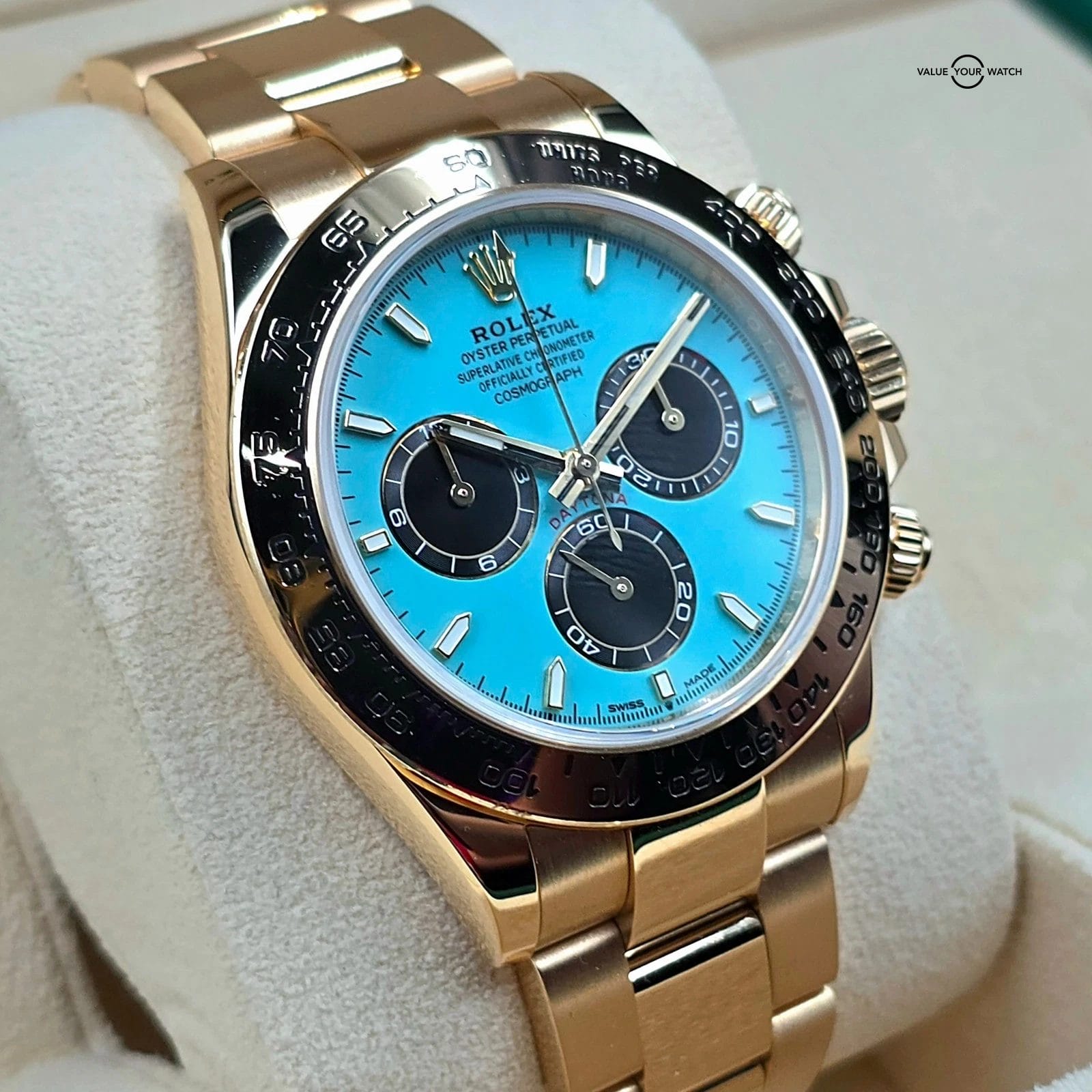 Rolex Daytona in 18k yellow gold with custom Turquoise dial! 40mm, Ref. 116508 - Image 4