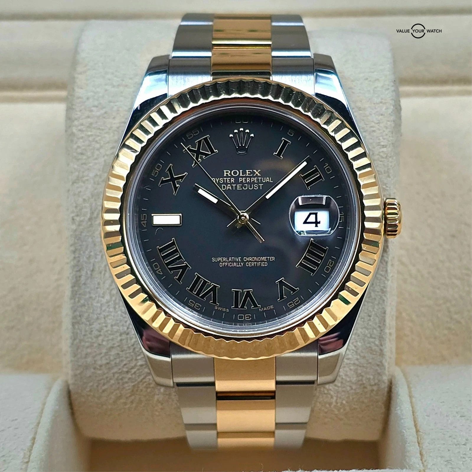 Rolex Datejust II 41mm gray Wimbledon dial, two tone 18k Gold/steel ref 116333