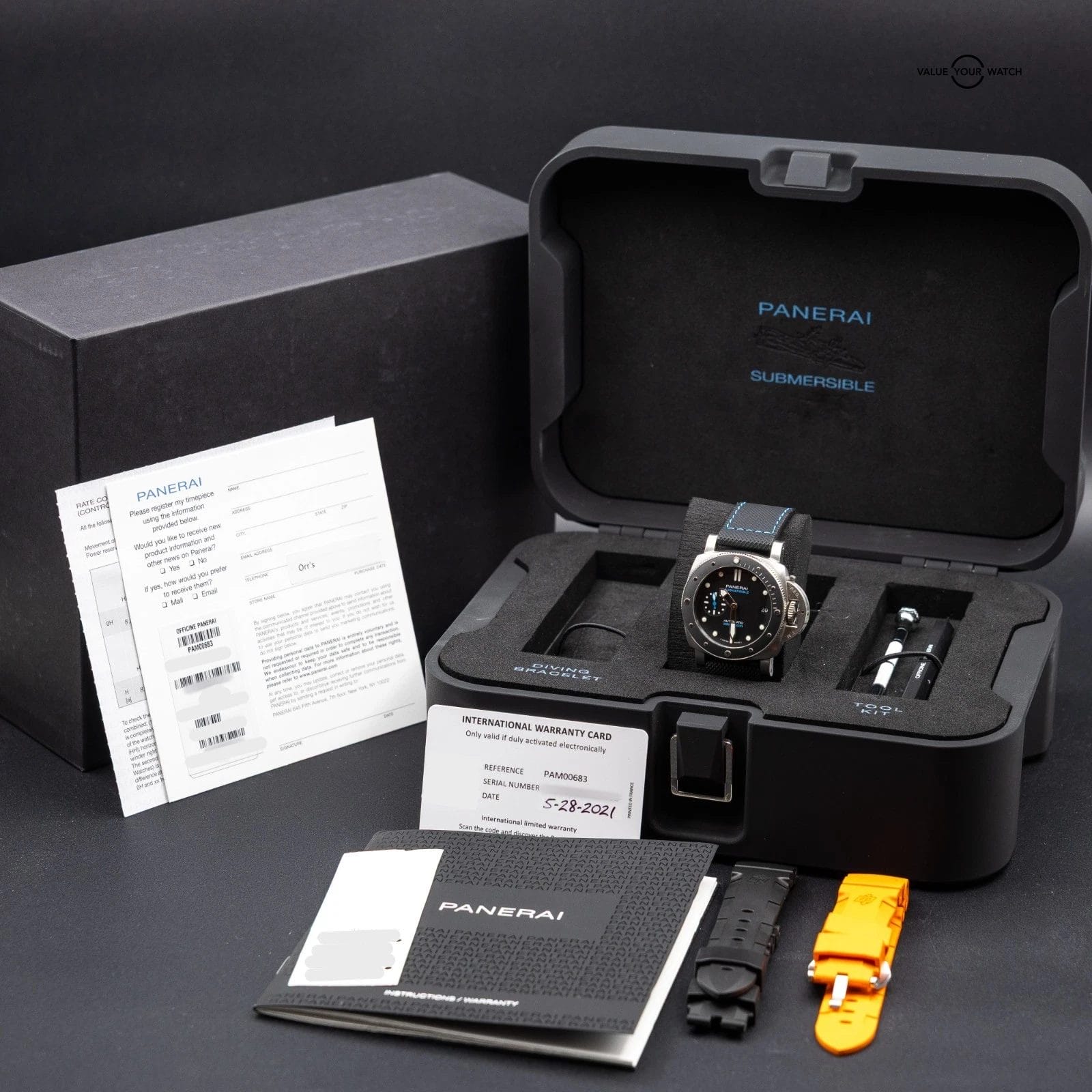 Panerai Submersible Black Dial Rubber 42mm PAM00683 PAM 683 - Full Set + Straps - Image 13