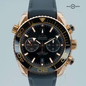 Omega Seamaster Planet Ocean Sedna Gold 45.5mm Black Dial 600m BOXES/PAPERS!