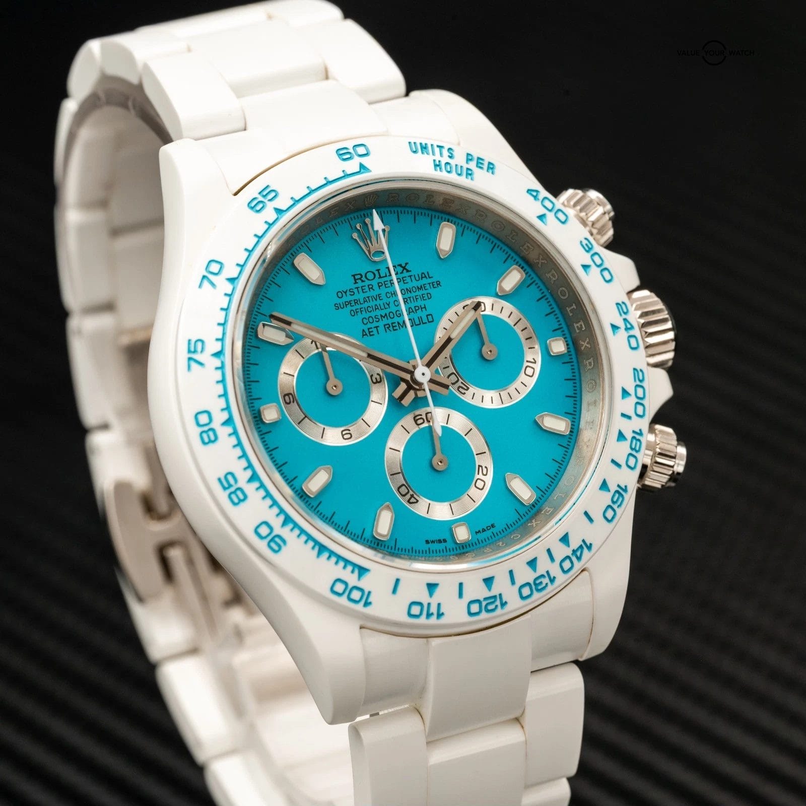 ROLEX Daytona Abu Dhabi White Ceramic Blue by AET Remould - Image 6