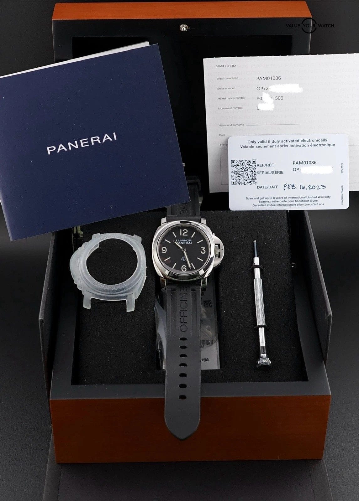 Panerai Luminor PAM01086 - 44mm Black Dial - 2023 Full Set - Two Straps - Image 8