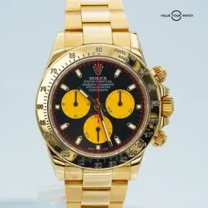 Rolex “Paul Newman” Daytona 116528 18K Yellow Gold Black Dial Fat Buckle!