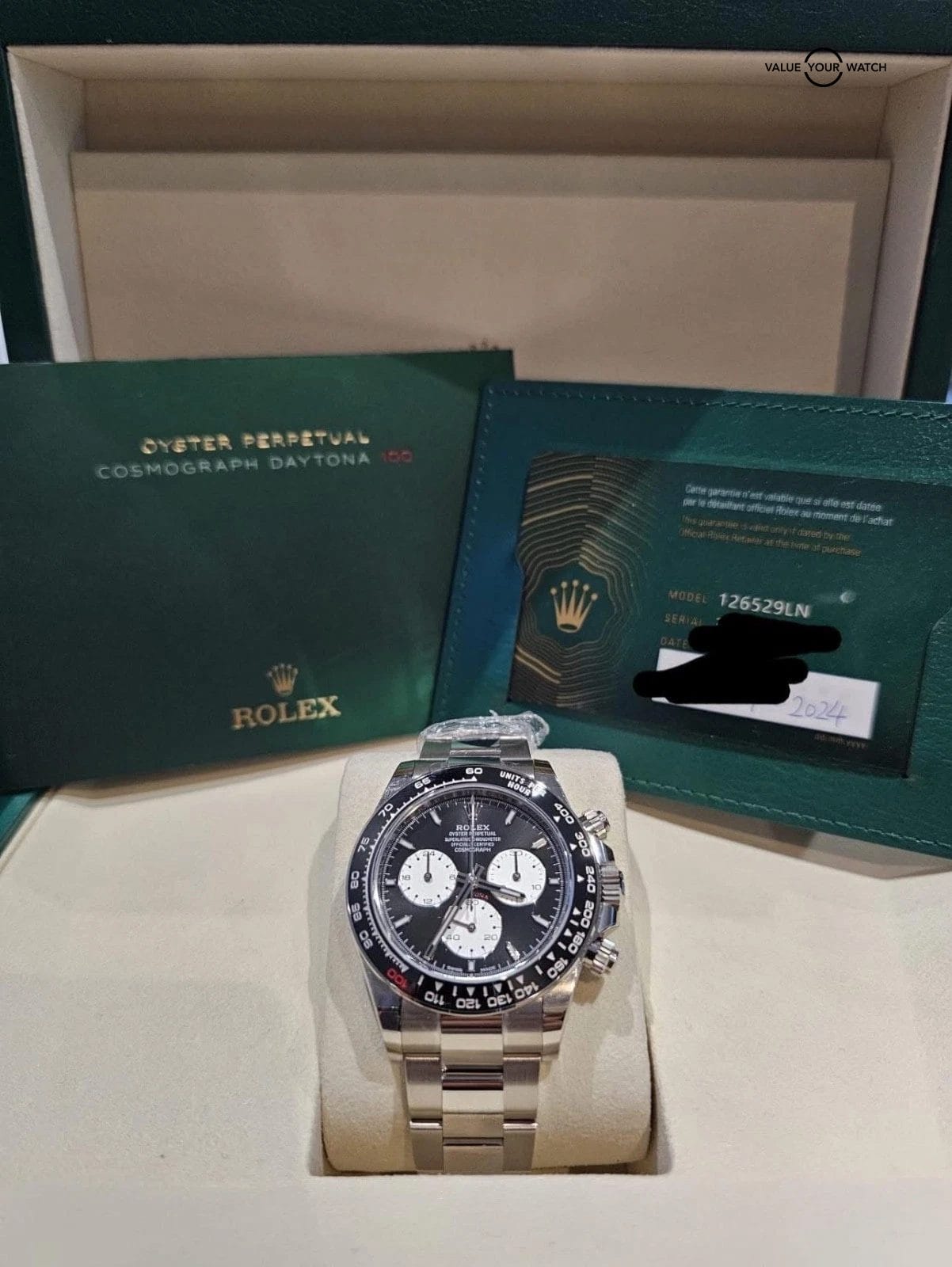2024 Unworn STICKERS Rolex Daytona 126529LN 'Le Mans' White Gold Black Dial