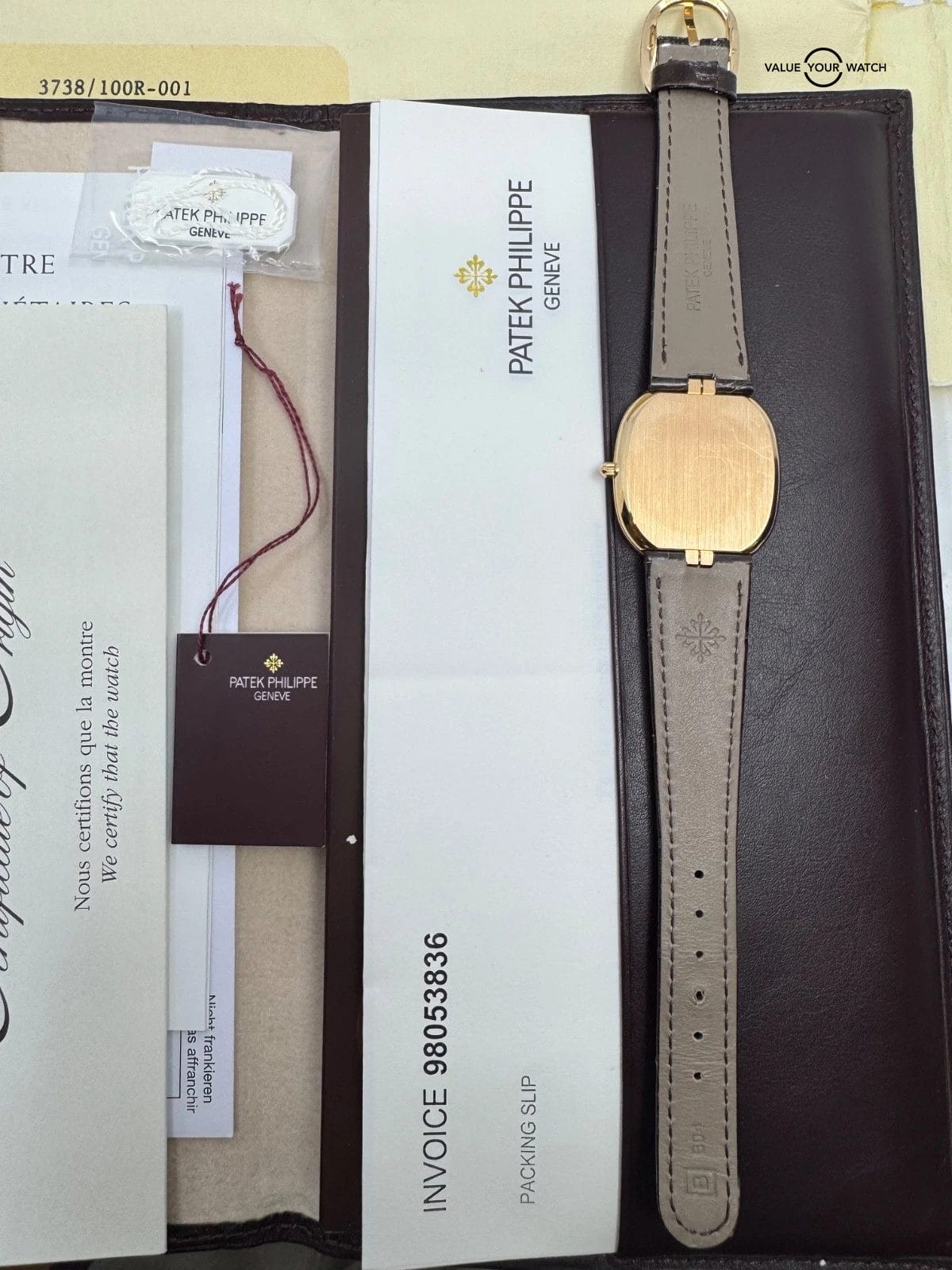 2006 PP SERVICED BOX PAPERS Neo Vintage Rose Gold Chocolate Dial Golden Ellipse - Image 5