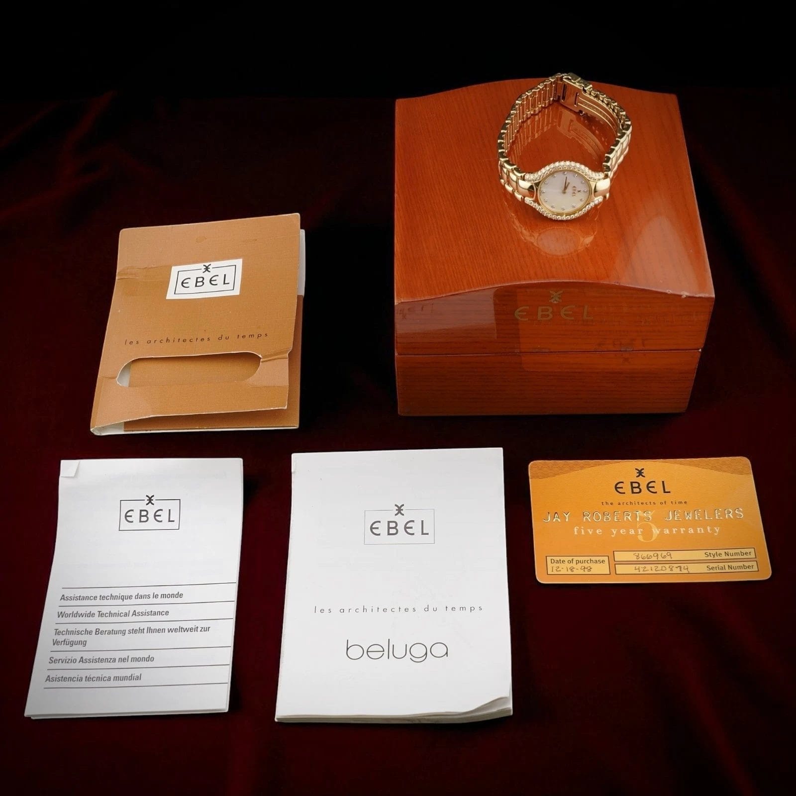 Ebel Beluga 18k Gold 24mm Diamond Watch Bracelet w/ Mother of Pearl Dial 866969 - Image 9