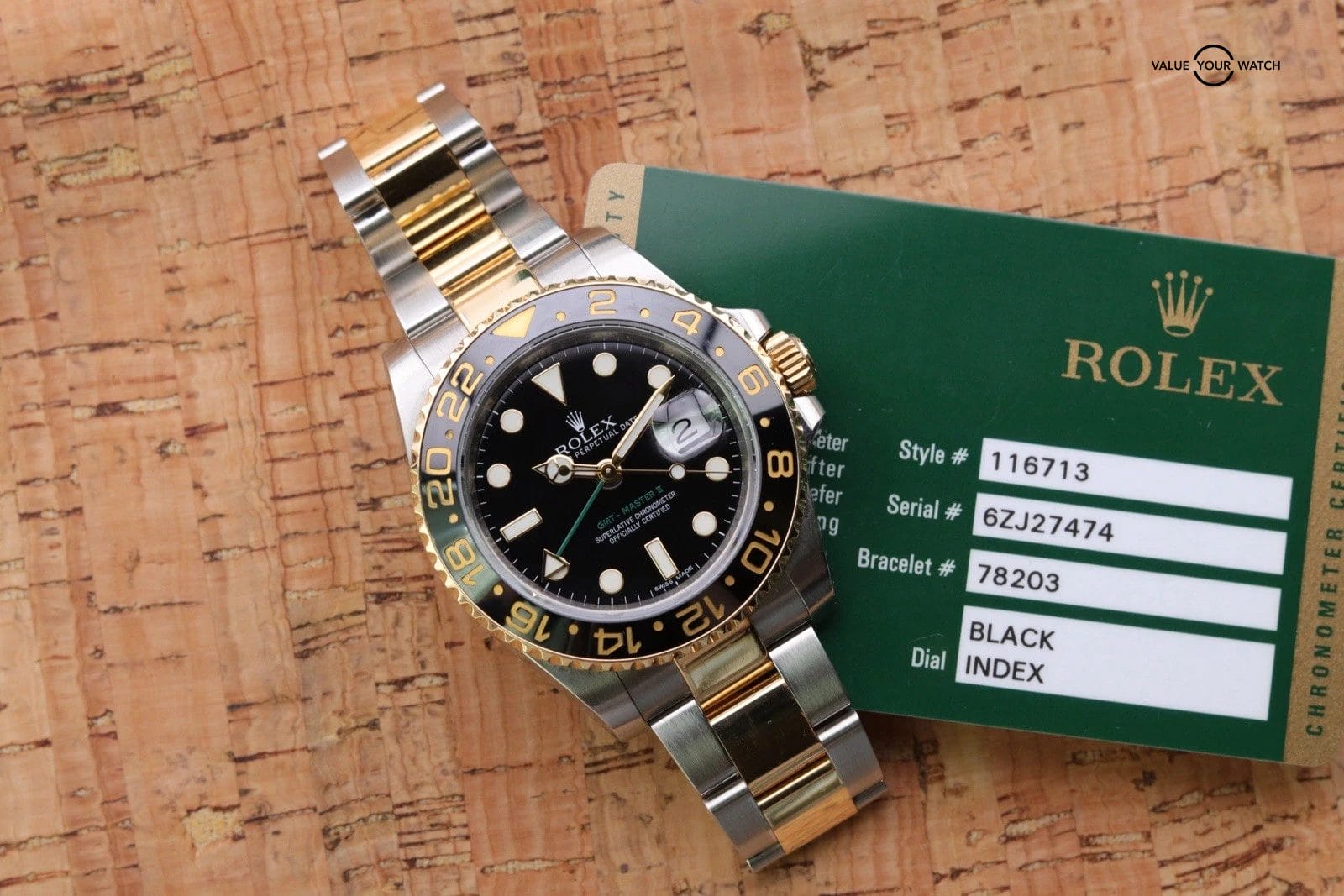Rolex GMT-Master II 40mm Two-Tone Black Dial 116713LN 2013 Card 18k gold - Image 16