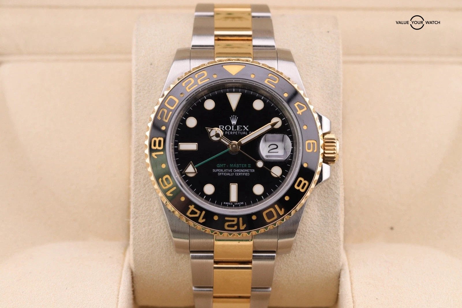Rolex GMT-Master II 40mm Two-Tone Black Dial 116713LN 2013 Card 18k gold