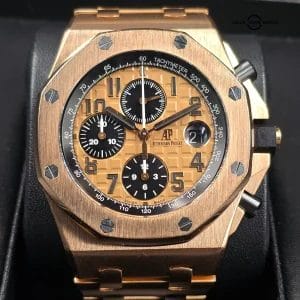 Audemars Piguet Royal Oak Offshore Chronograph in 18k Rose Gold Brick, Full set!
