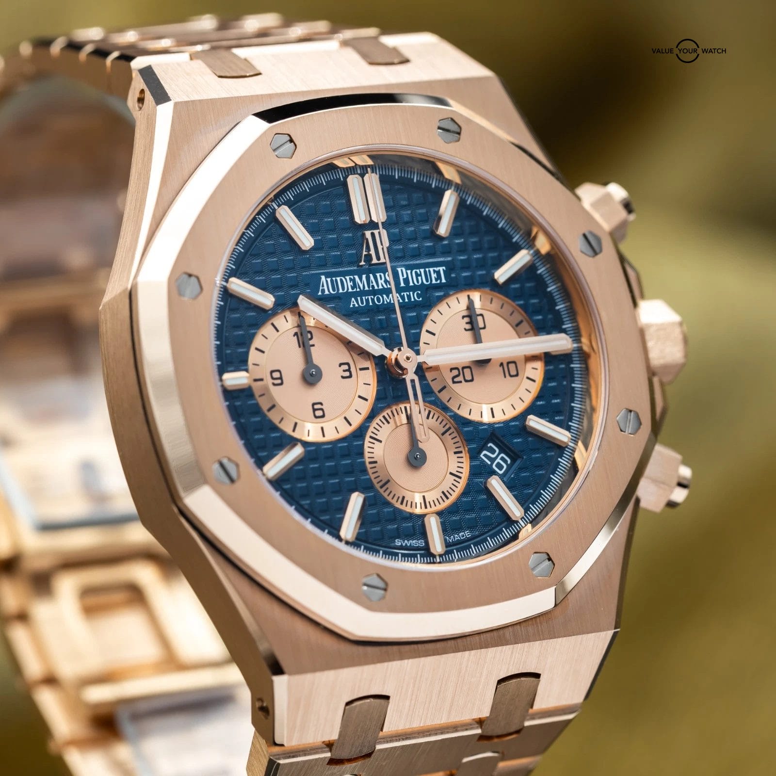 Audemars Piguet Royal Oak Chronograph 41mm Rose Gold Blue Dial 26331OR Full Set - Image 2