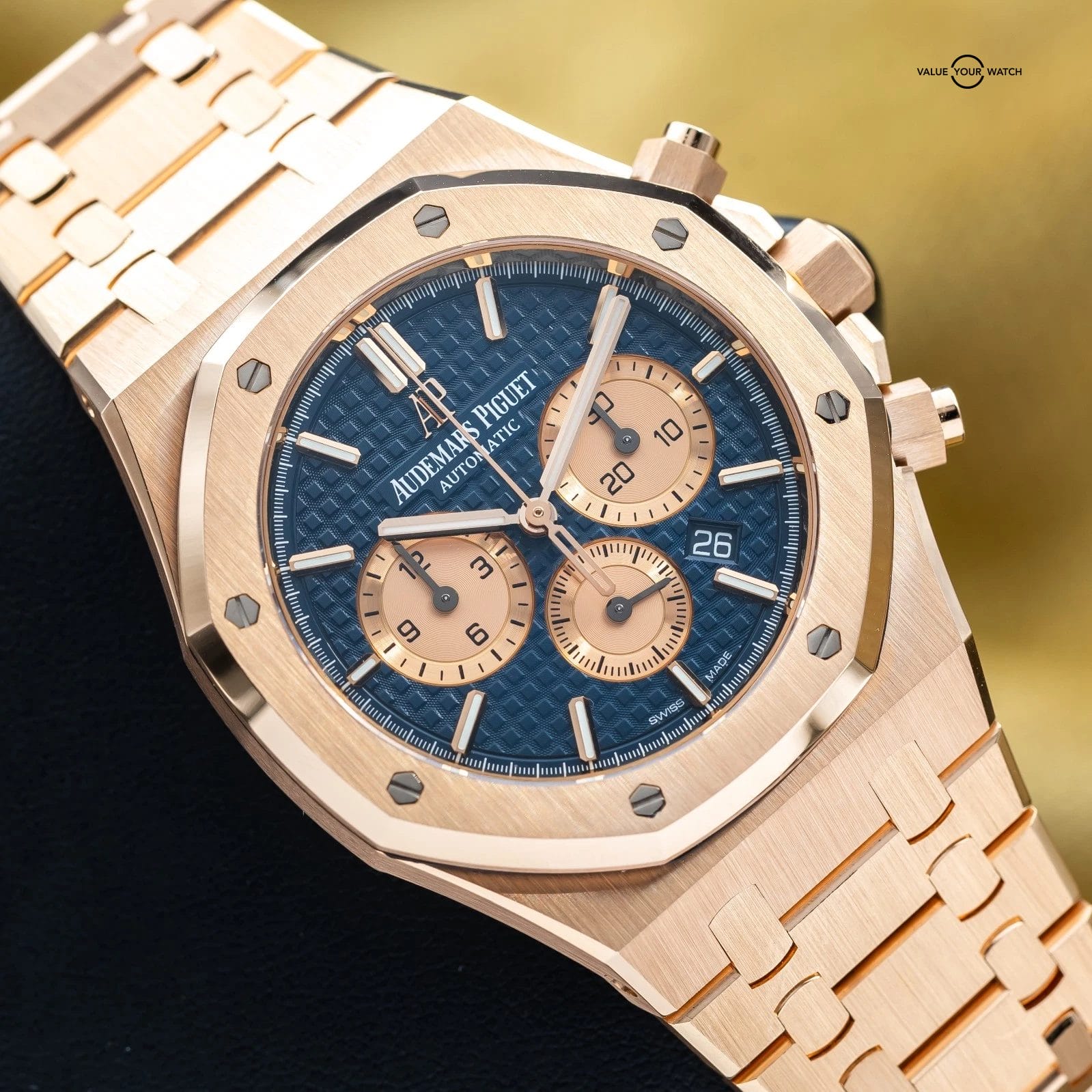 Audemars Piguet Royal Oak Chronograph 41mm Rose Gold Blue Dial 26331OR Full Set - Image 3