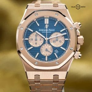 Audemars Piguet Royal Oak Chronograph 41mm Rose Gold Blue Dial 26331OR Full Set