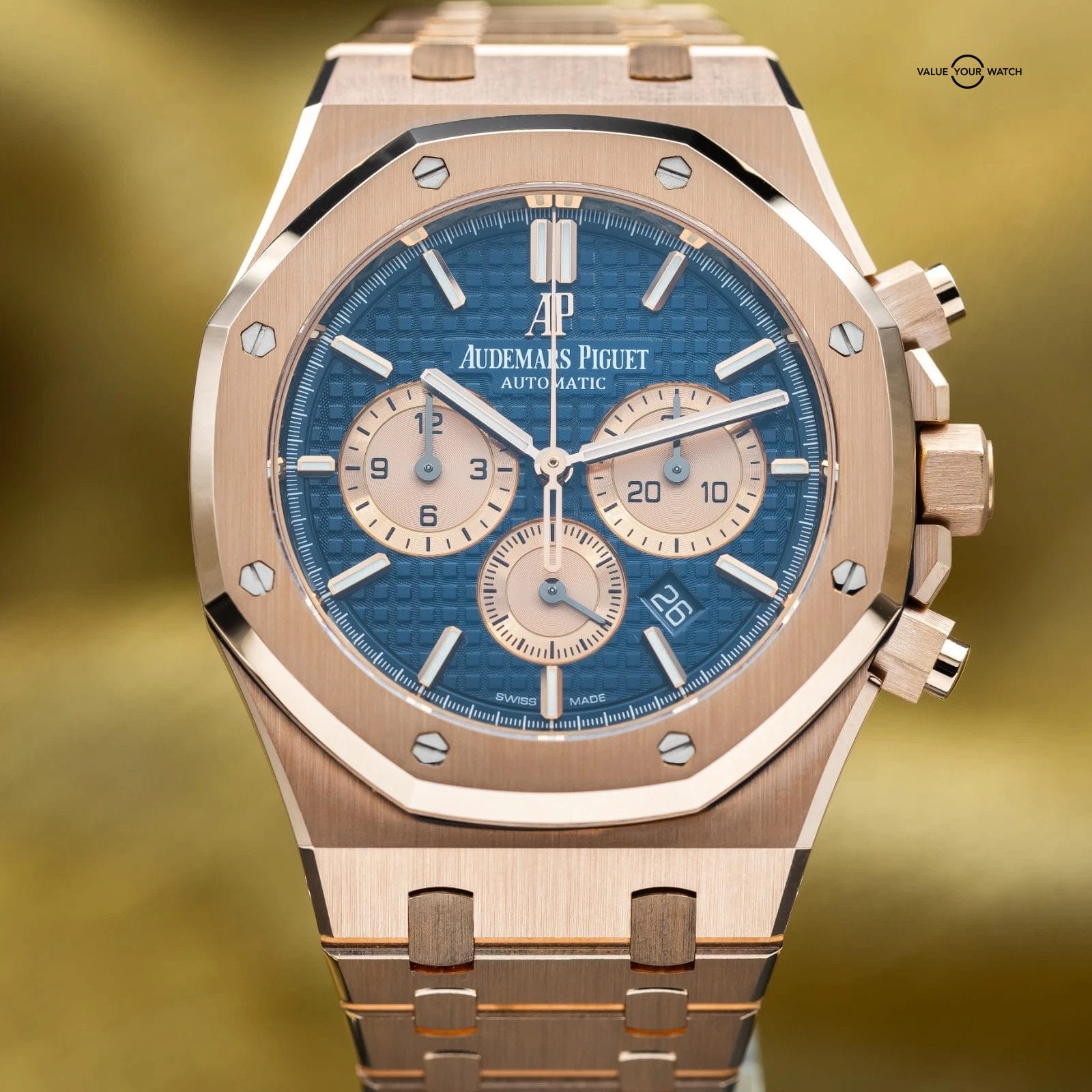 Audemars Piguet Royal Oak Chronograph 41mm Rose Gold Blue Dial 26331OR Full Set