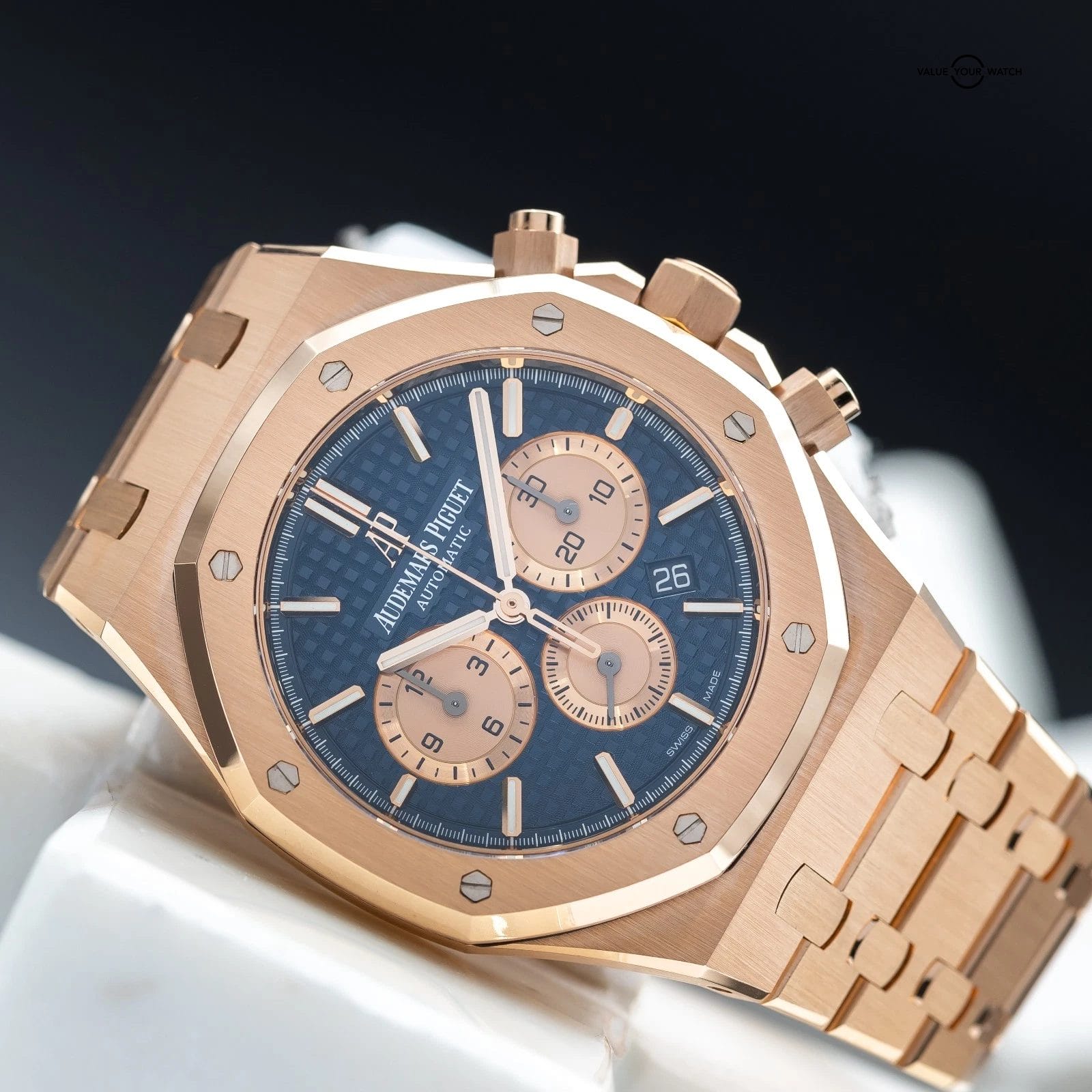 Audemars Piguet Royal Oak Chronograph 41mm Rose Gold Blue Dial 26331OR Full Set - Image 5