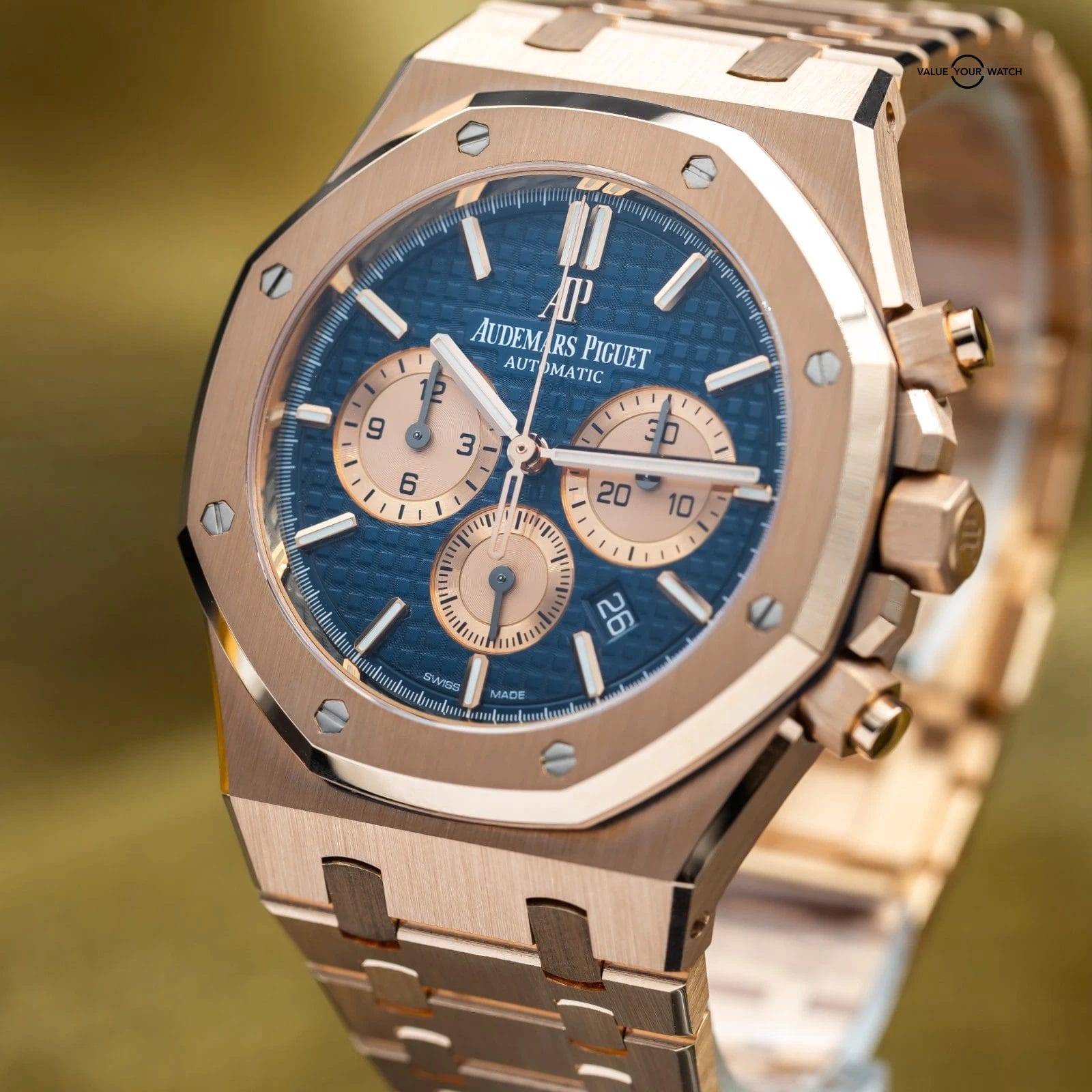 Audemars Piguet Royal Oak Chronograph 41mm Rose Gold Blue Dial 26331OR Full Set - Image 19