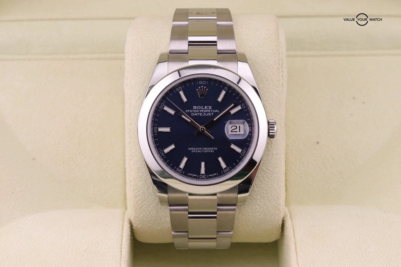Rolex Datejust 41 | ref. 126300 | Blue Dial Oyster Bracelet with Silver Bezel - Image 16