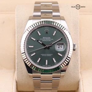 2025 Rolex Datejust 41 mm 126334 Mint Green Oyster Bracelet Fluted Bezel