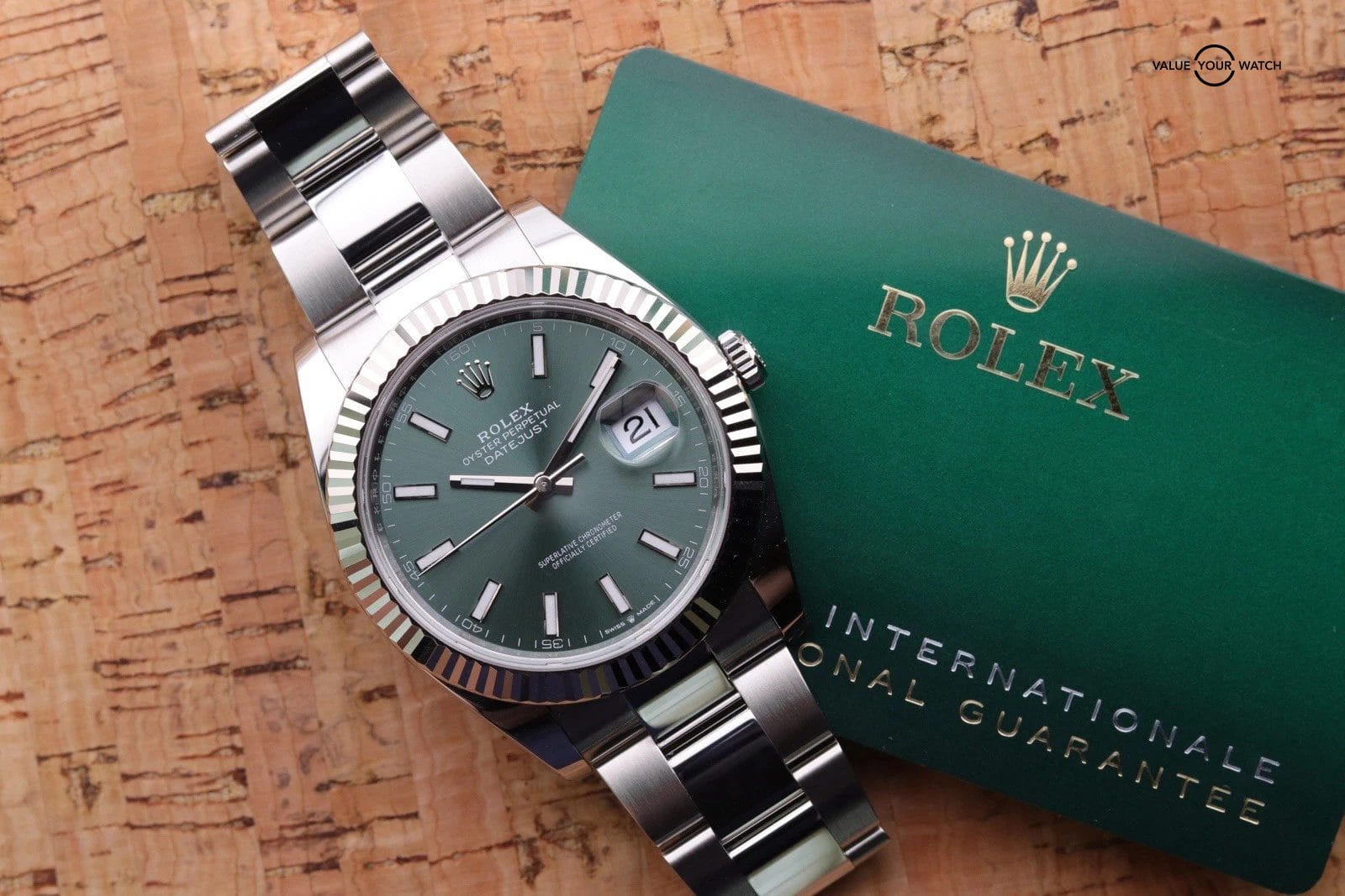 2025 Rolex Datejust 41 mm 126334 Mint Green Oyster Bracelet Fluted Bezel - Image 4