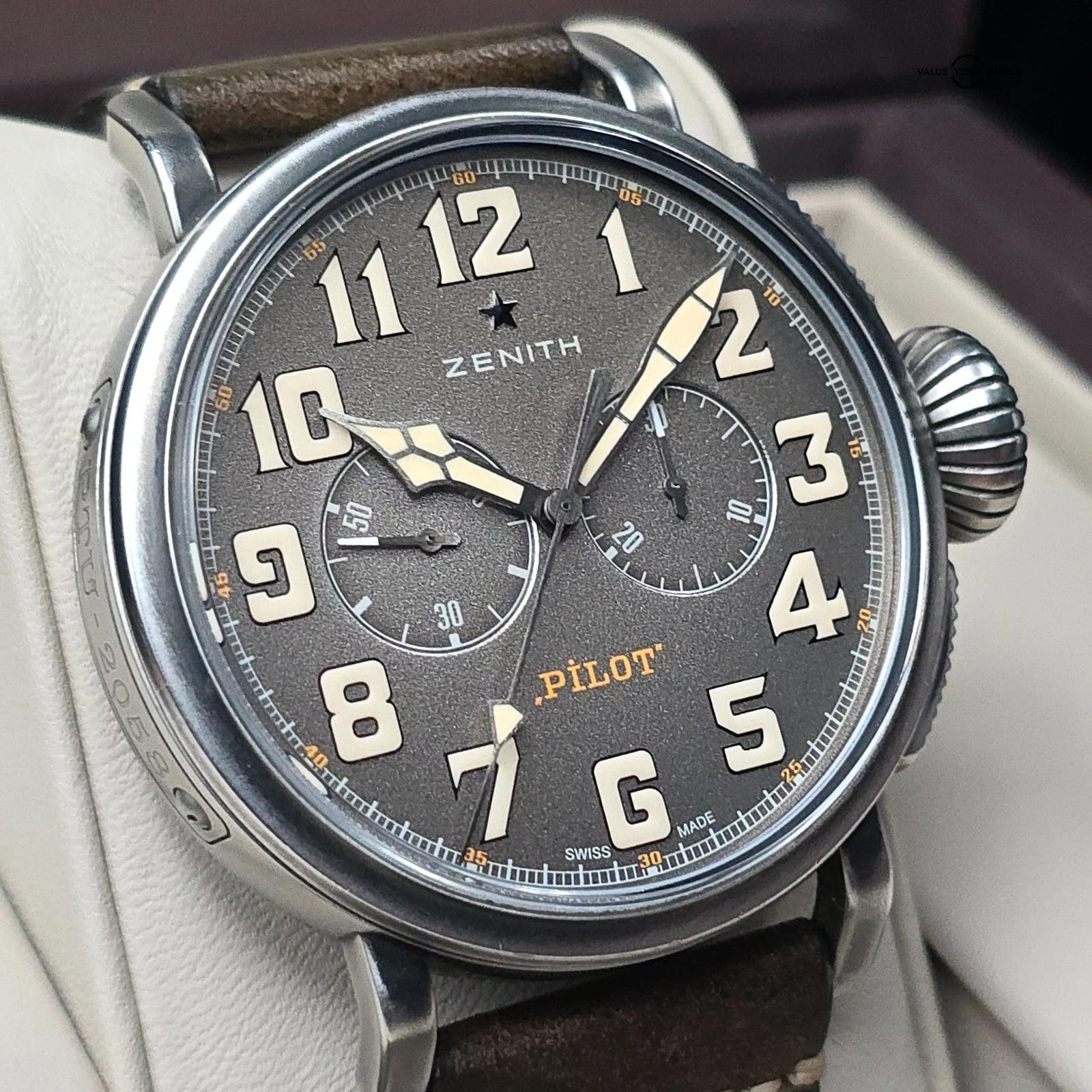 Zenith Pilot Type 20 Chronograph Ton Up steel/leather, Limited Edition full set! - Image 3
