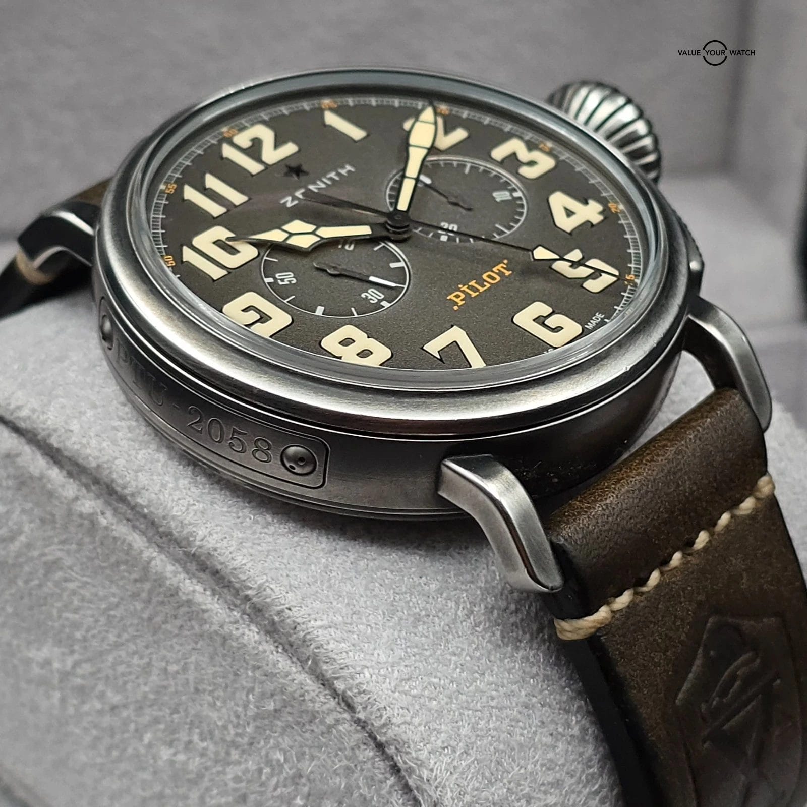 Zenith Pilot Type 20 Chronograph Ton Up steel/leather, Limited Edition full set! - Image 9