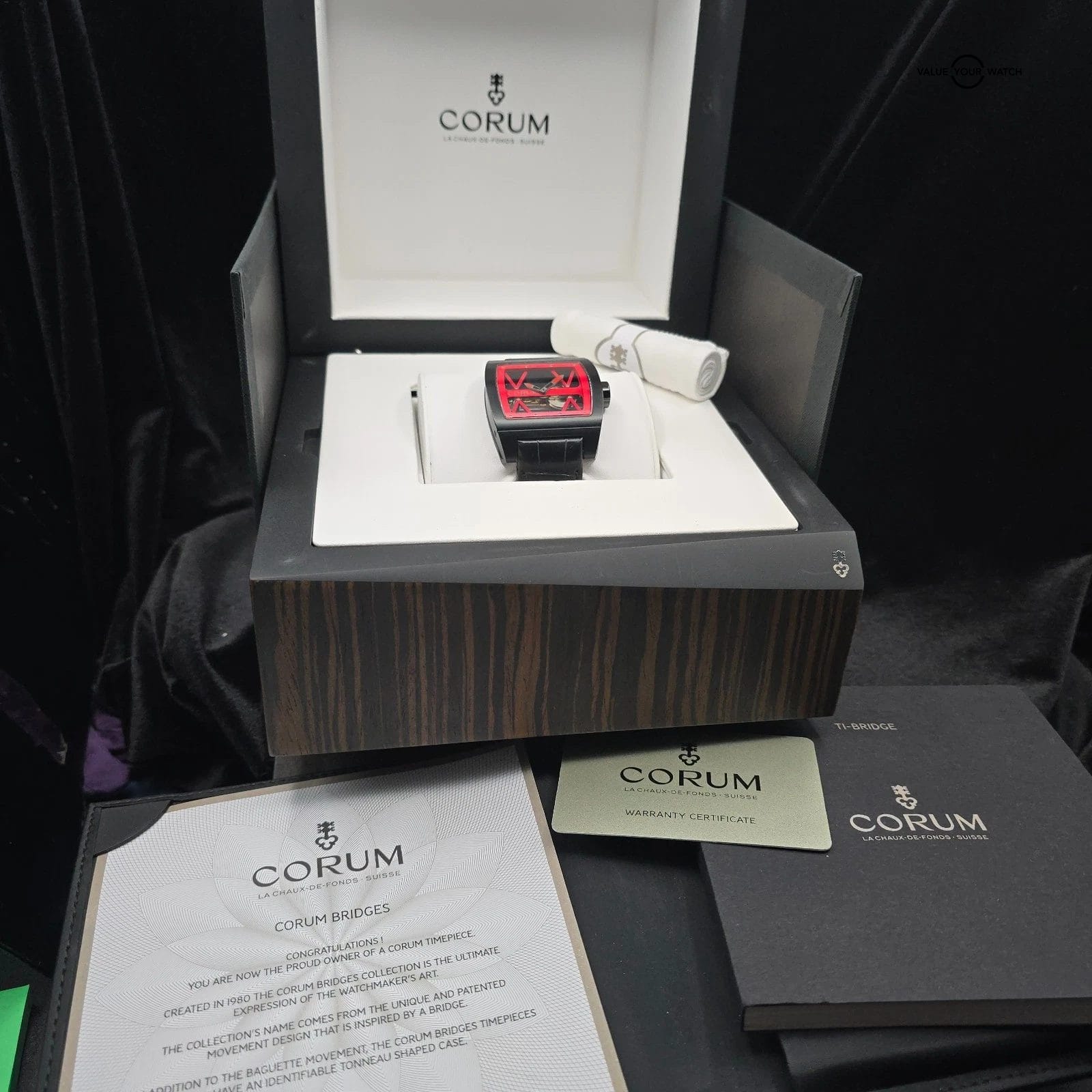Corum Bridges Ti-Bridge Titanium Black/red Limited Edition Full set Serviced! - Image 6