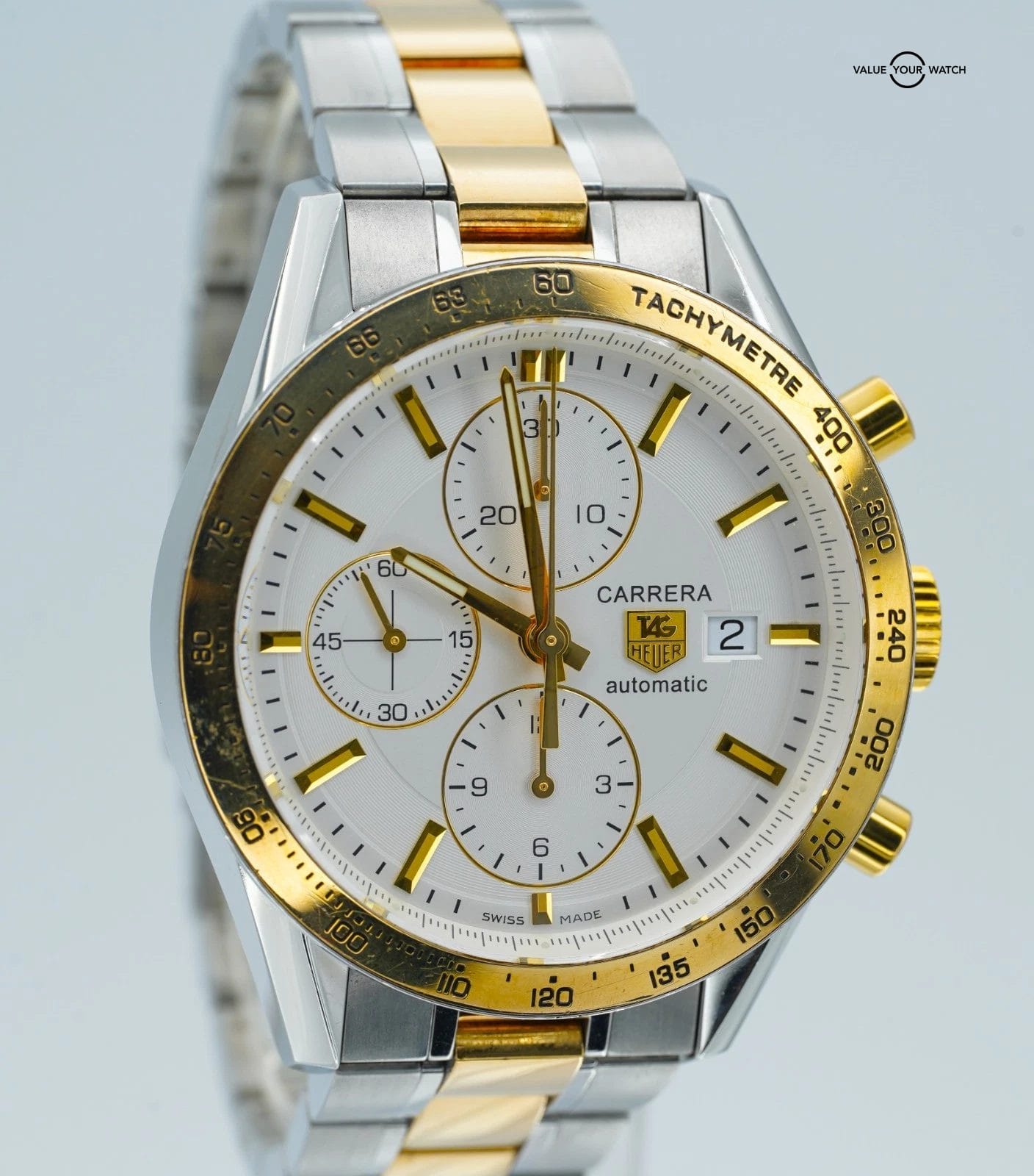 Tag Heuer Carrera Steel Yellow Gold Chronograph 41mm CV2050! - Image 2