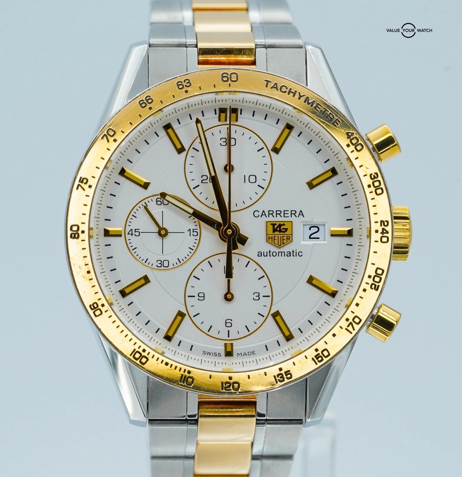 Tag Heuer Carrera Steel Yellow Gold Chronograph 41mm CV2050!