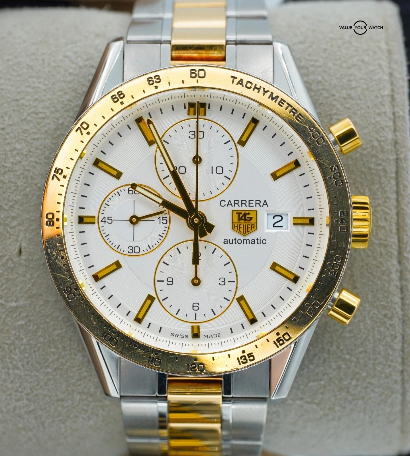 Tag Heuer Carrera Steel Yellow Gold Chronograph 41mm CV2050! - Image 7