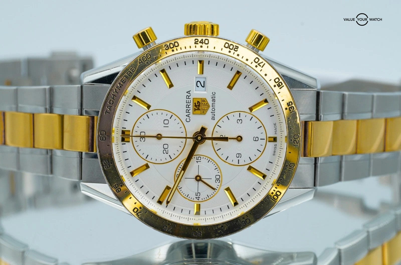 Tag Heuer Carrera Steel Yellow Gold Chronograph 41mm CV2050! - Image 8