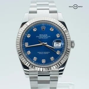Rolex Datejust 41mm 126334 Blue Diamond Dial 18K Gold Stainless Steel Oyster!