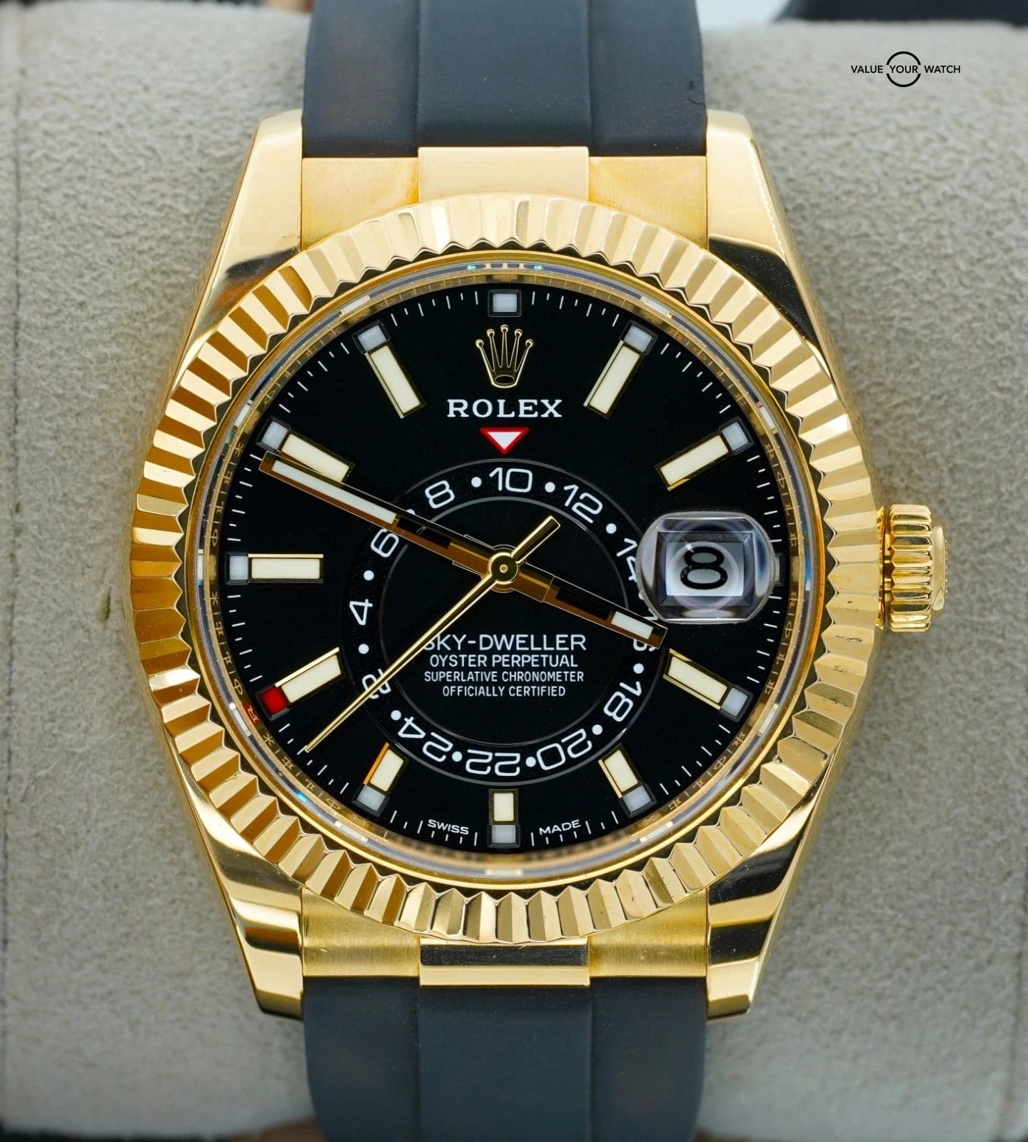 Rolex Sky-Dweller 42mm Yellow Gold Black Dial 326238 Oysterflex BOXES/PAPERS! - Image 6