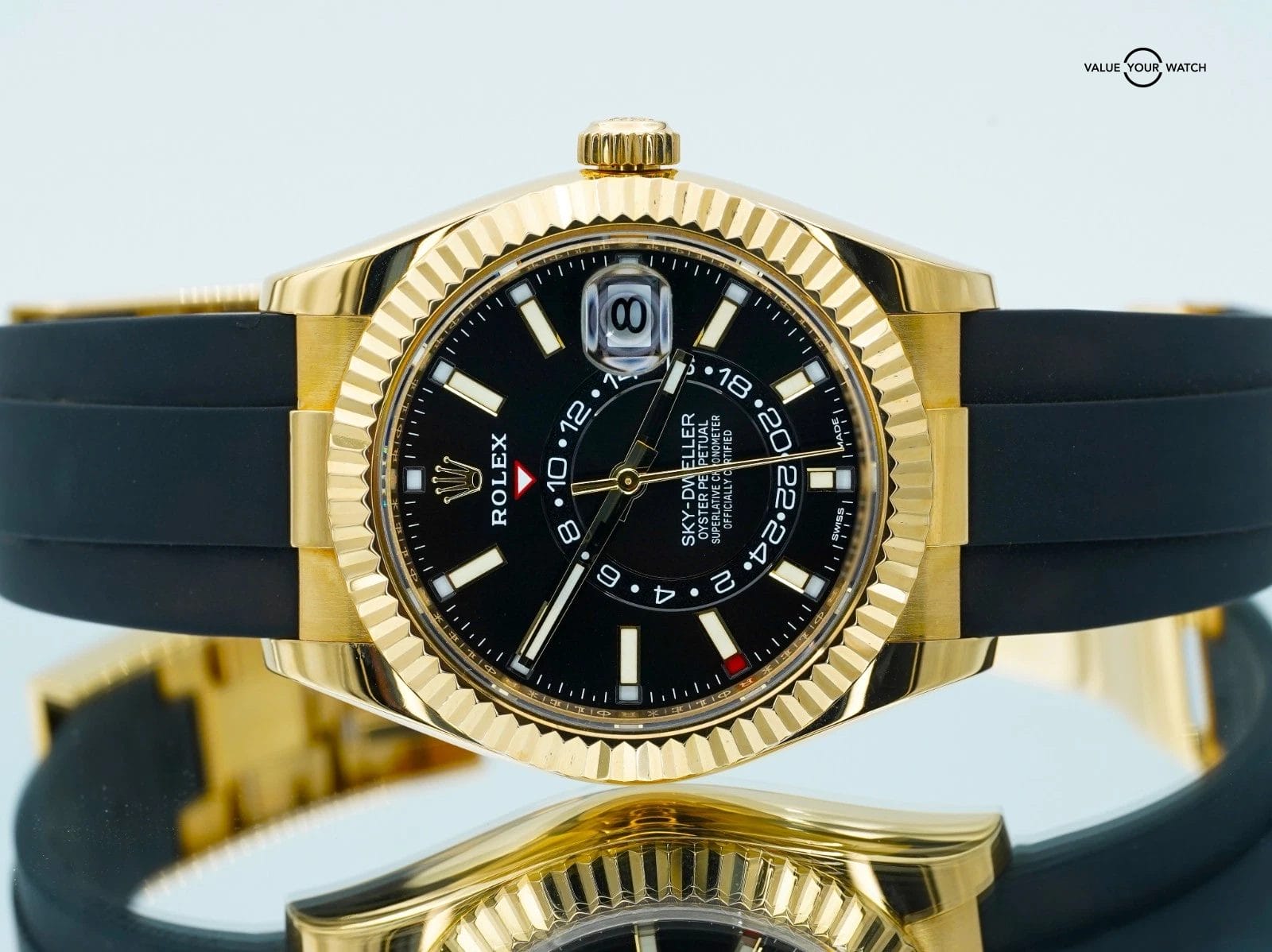 Rolex Sky-Dweller 42mm Yellow Gold Black Dial 326238 Oysterflex BOXES/PAPERS! - Image 7