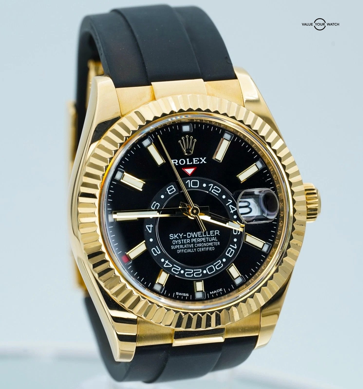 Rolex Sky-Dweller 42mm Yellow Gold Black Dial 326238 Oysterflex BOXES/PAPERS! - Image 8