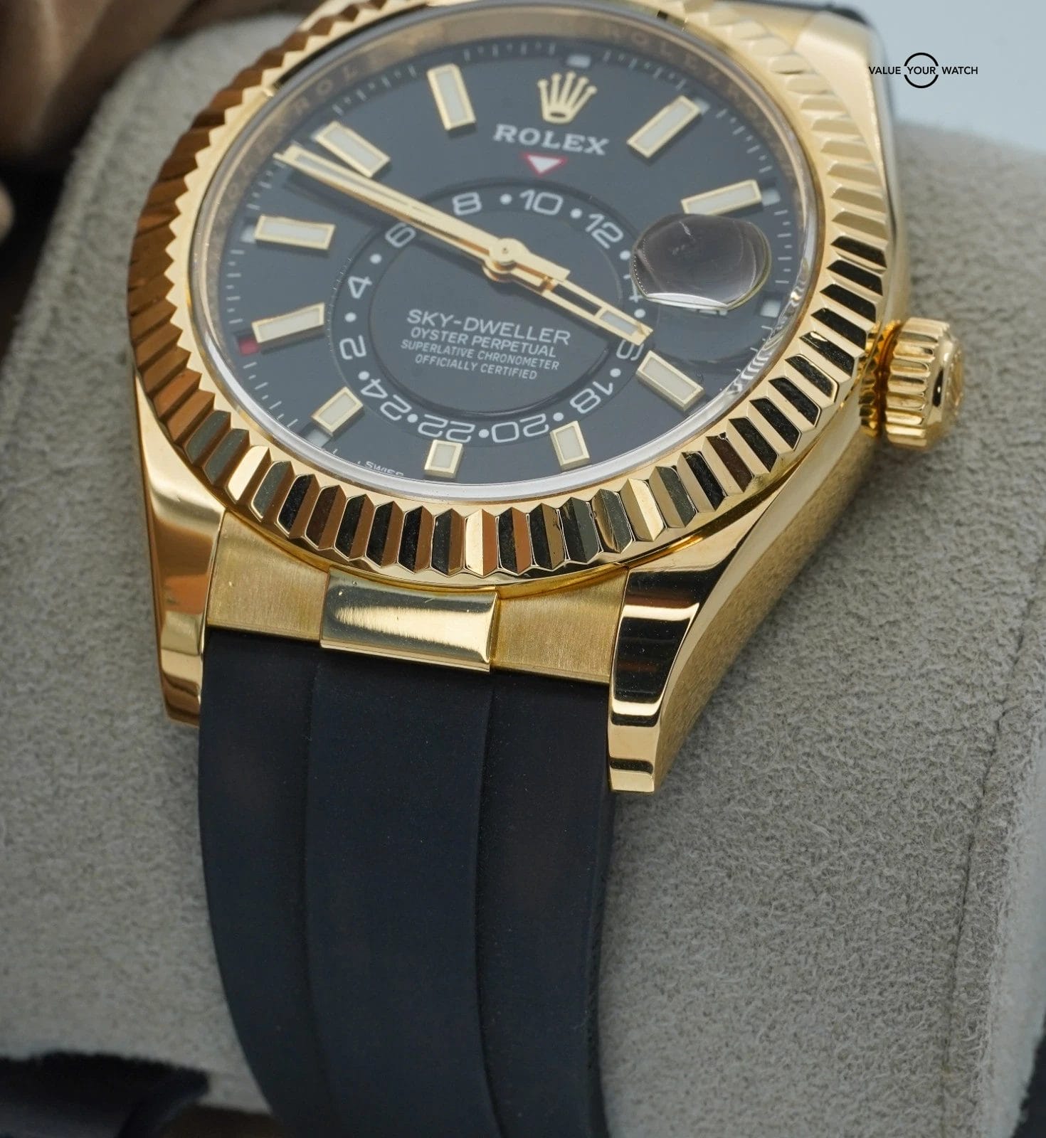 Rolex Sky-Dweller 42mm Yellow Gold Black Dial 326238 Oysterflex BOXES/PAPERS! - Image 16