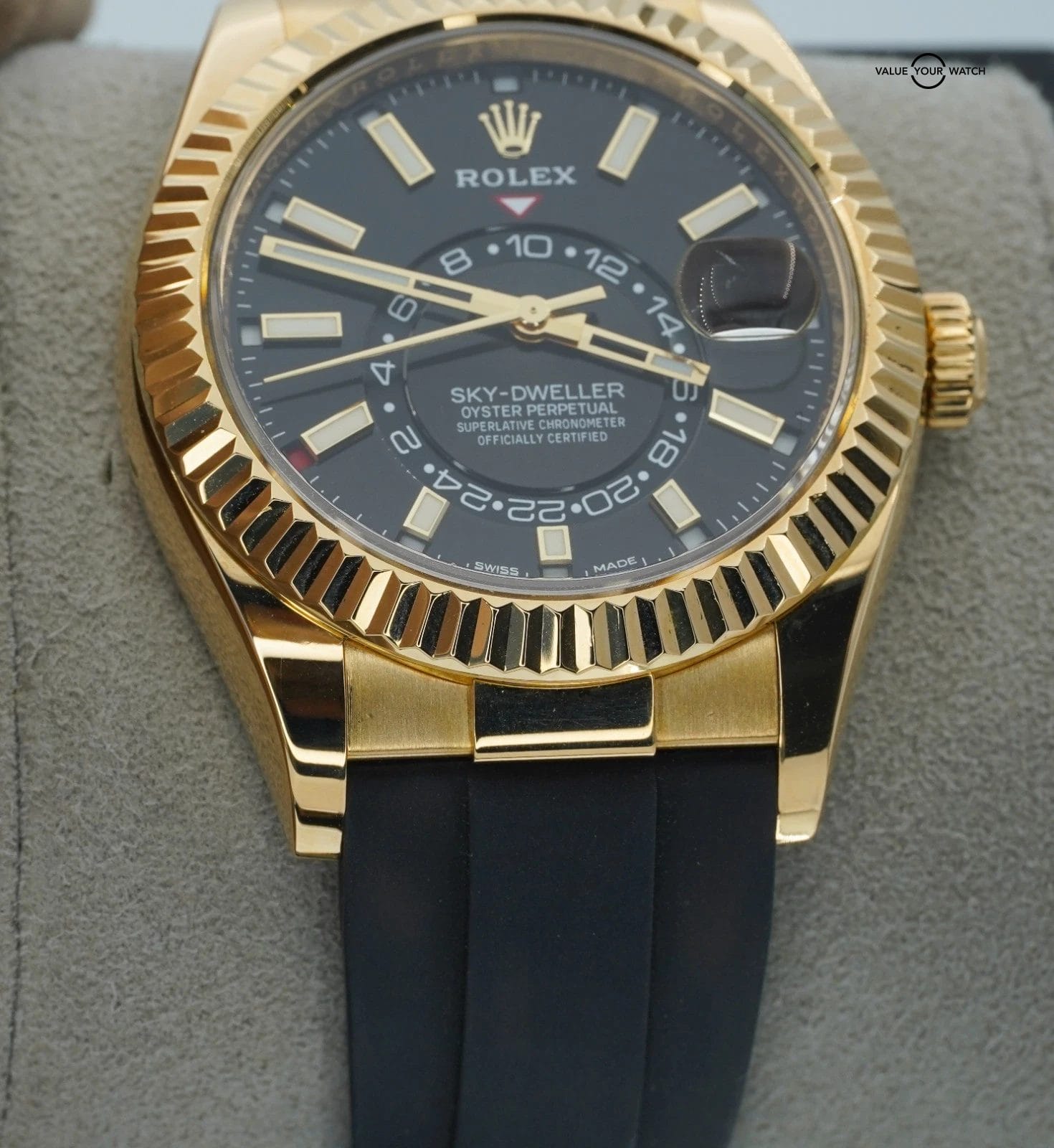 Rolex Sky-Dweller 42mm Yellow Gold Black Dial 326238 Oysterflex BOXES/PAPERS! - Image 17