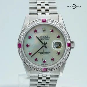 Rolex Datejust 16014 Stainless Steel 36mm Jubilee Bracelet Mother of Pearl Dial!