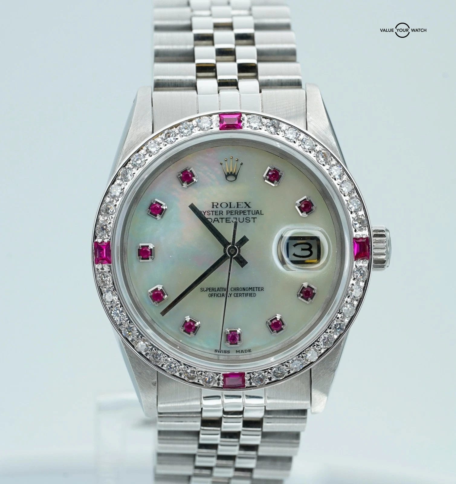 Rolex Datejust 16014 Stainless Steel 36mm Jubilee Bracelet Mother of Pearl Dial!