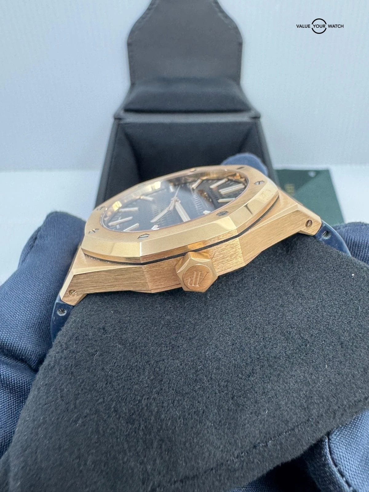 2023 PAPERS 18k Rose Gold Blue Dial 41mm Leather Strap Royal Oak Selfwinding - Image 8