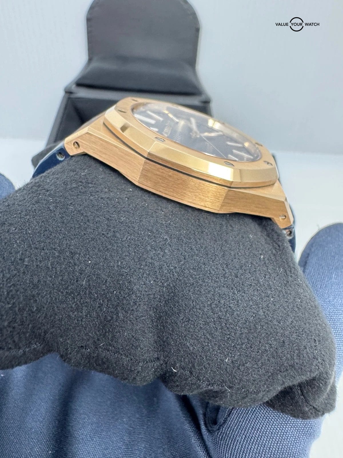 2023 PAPERS 18k Rose Gold Blue Dial 41mm Leather Strap Royal Oak Selfwinding - Image 9