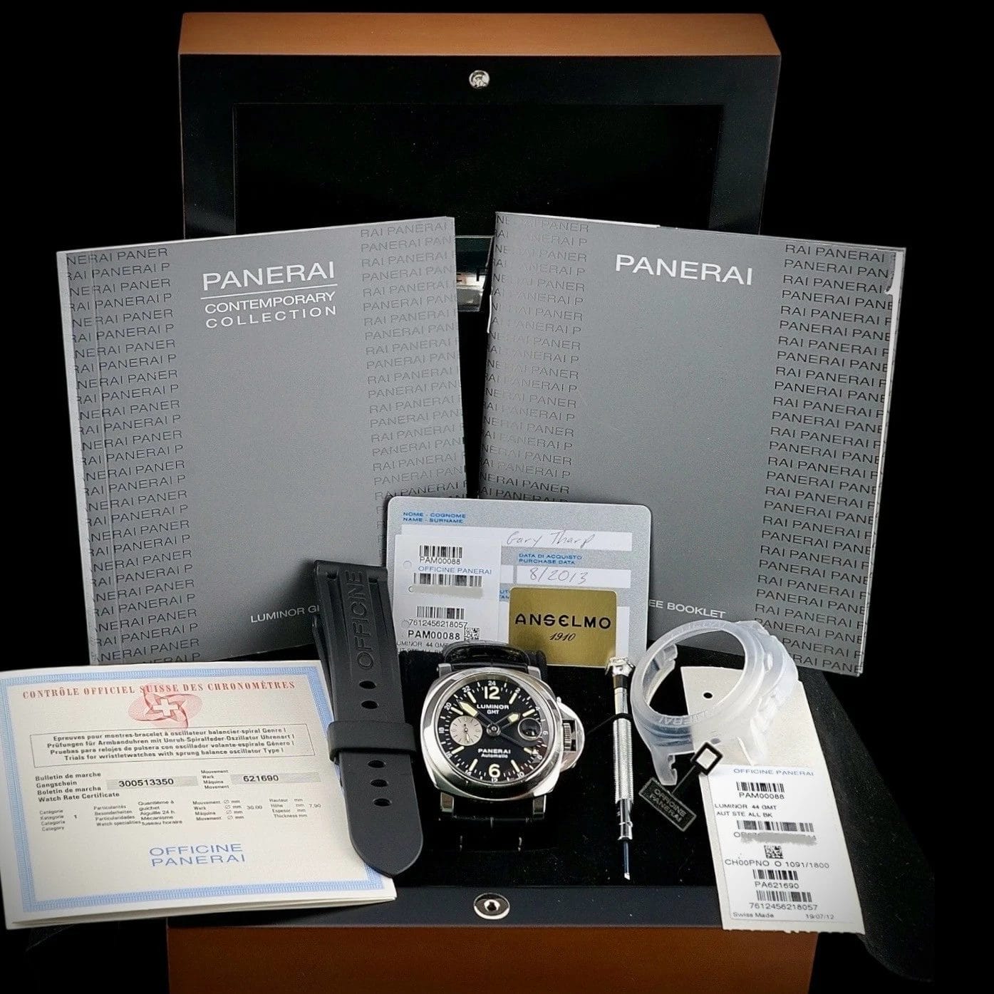 Panerai Luminor GMT PAM00088 - 44mm - Black Dial, Full Set & Card, Extra strap - Image 5