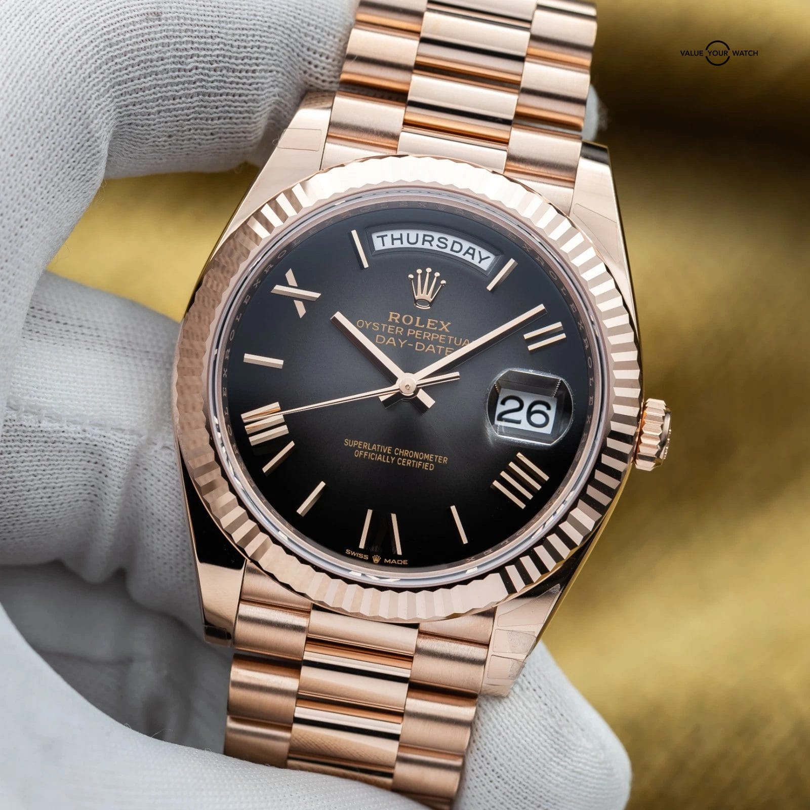 BRAND NEW 2025 Rolex Day-Date 40 Rose Gold Smoked Ombré Roman President 228235 - Image 3