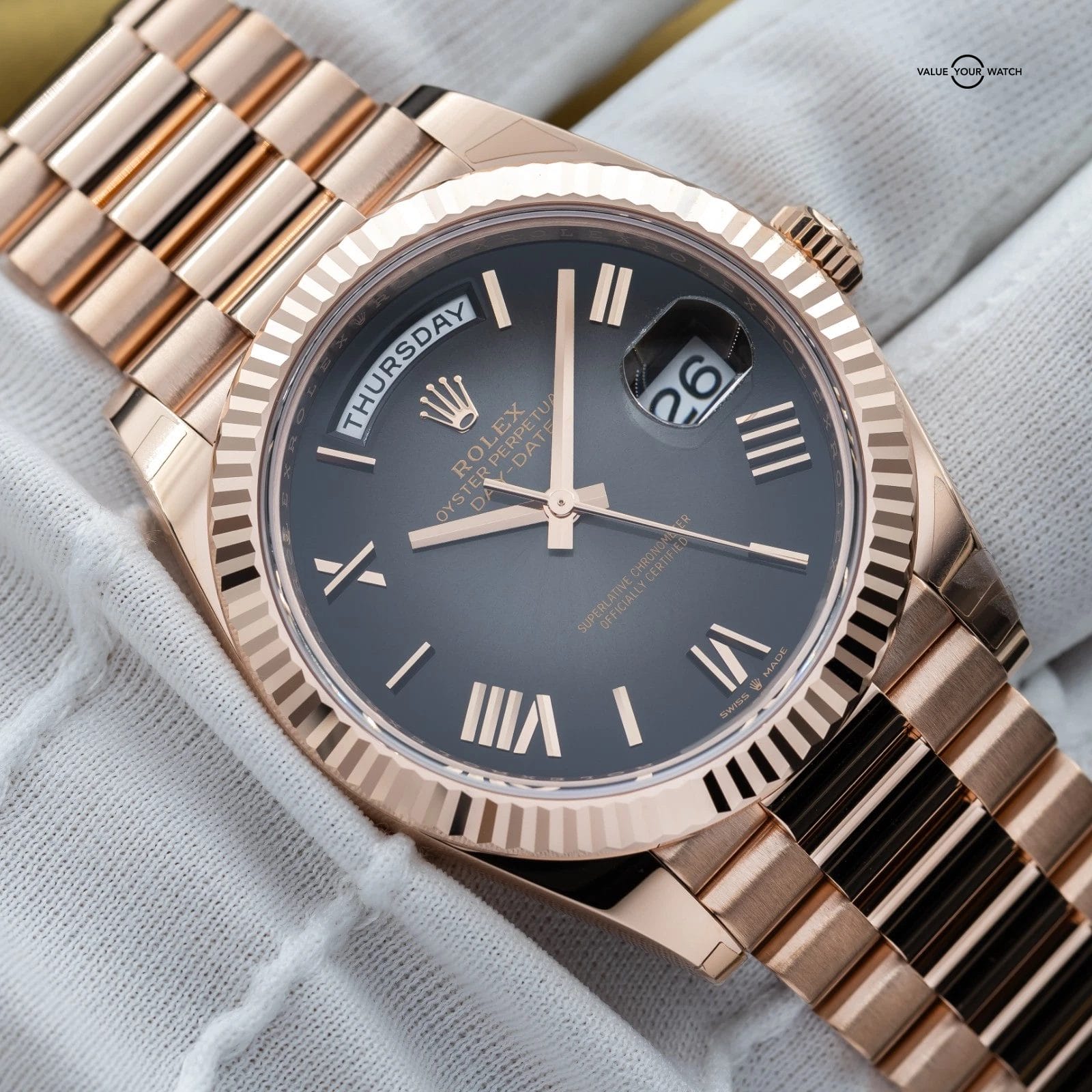 BRAND NEW 2025 Rolex Day-Date 40 Rose Gold Smoked Ombré Roman President 228235 - Image 4