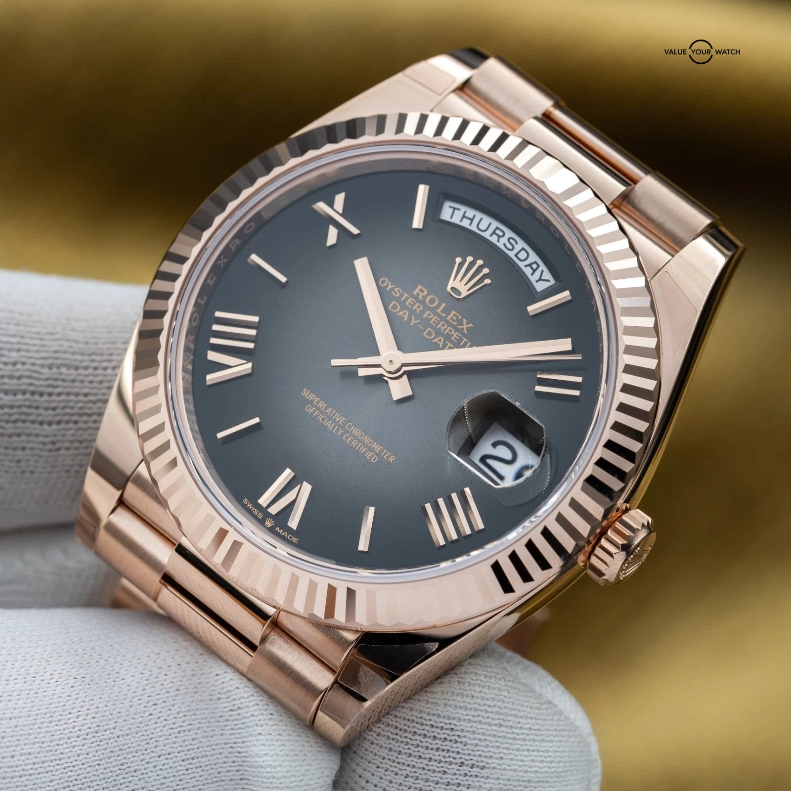 BRAND NEW 2025 Rolex Day-Date 40 Rose Gold Smoked Ombré Roman President 228235 - Image 6