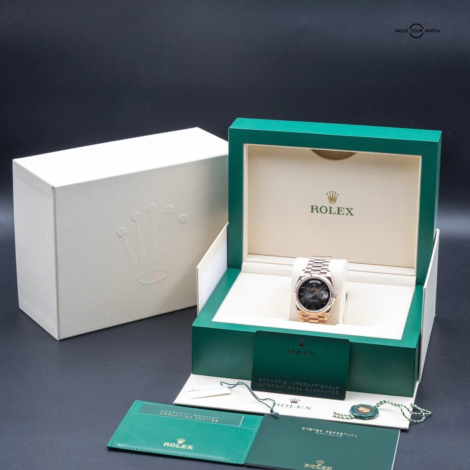 BRAND NEW 2025 Rolex Day-Date 40 Rose Gold Smoked Ombré Roman President 228235 - Image 12