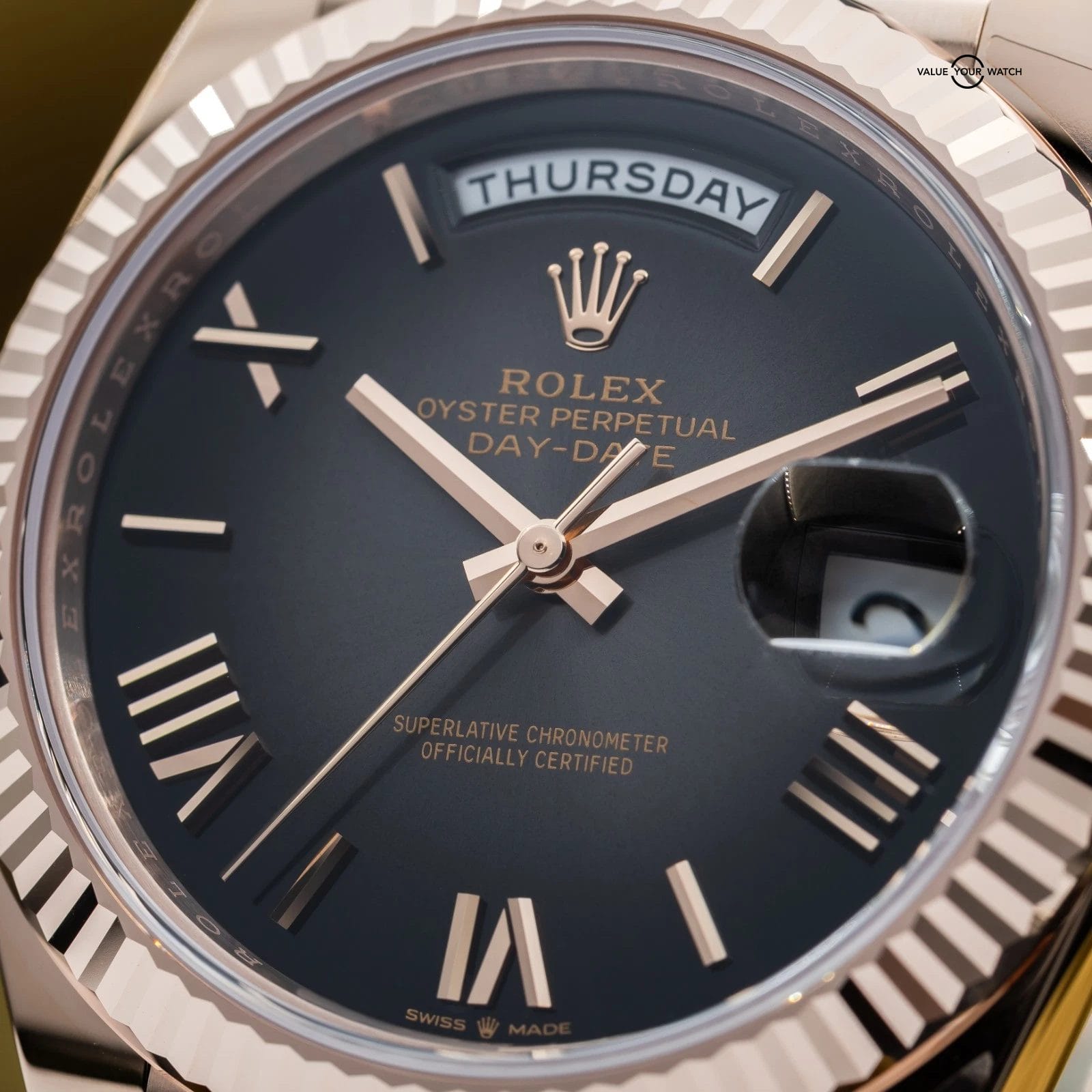 BRAND NEW 2025 Rolex Day-Date 40 Rose Gold Smoked Ombré Roman President 228235 - Image 13