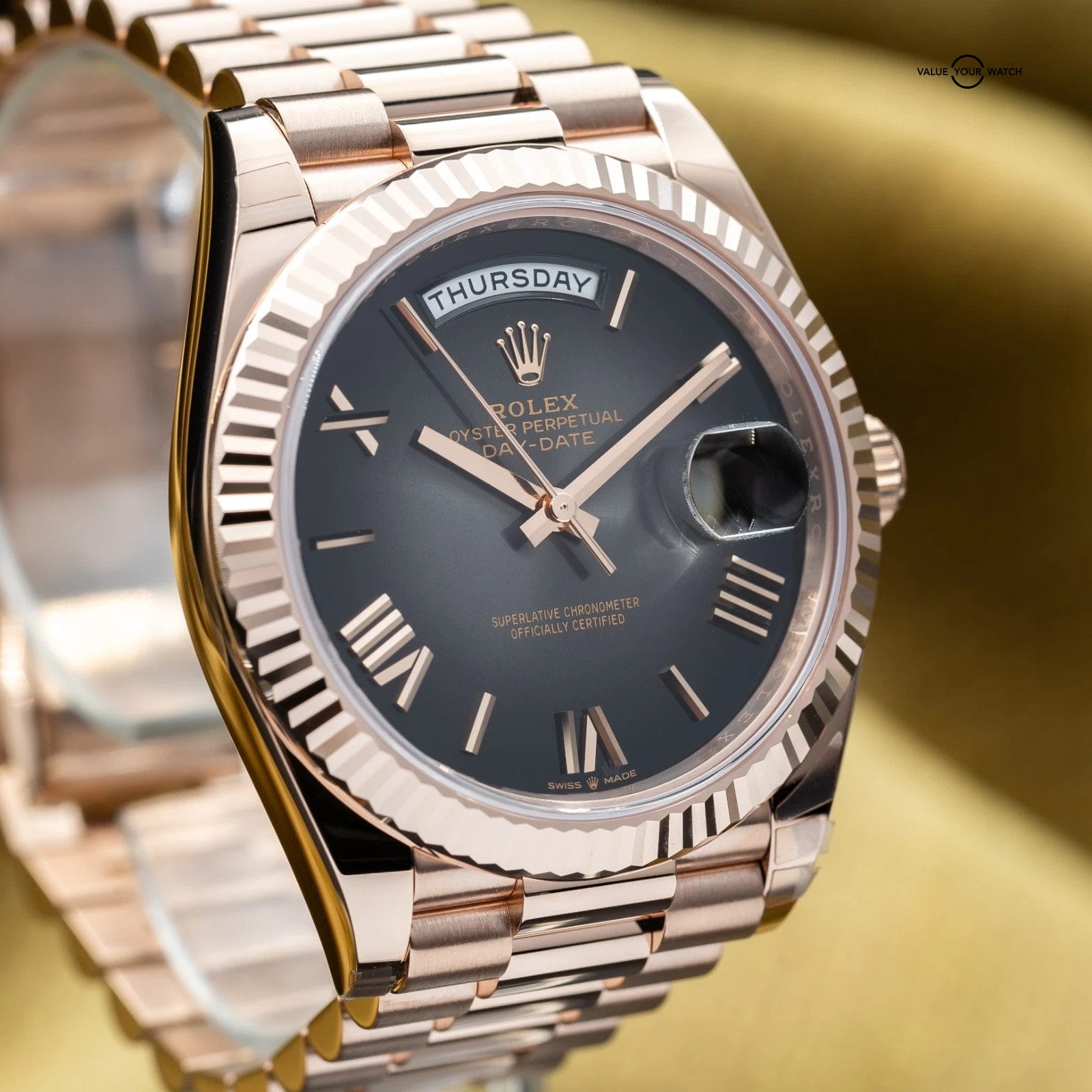 BRAND NEW 2025 Rolex Day-Date 40 Rose Gold Smoked Ombré Roman President 228235 - Image 17